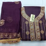 Women's violet Cotton Embroidered Salwar Suits & Dress Materials