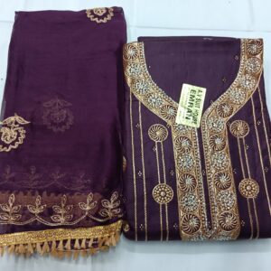 Women's violet Cotton Embroidered Salwar Suits & Dress Materials